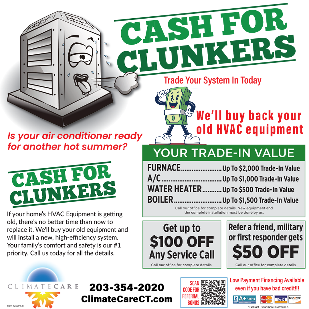 Air-Conditioning-Service-Near-Norwalk-CT-Cash-Trade Turn That Rust Bucket Into Real Cash – HVAC Trade-In Event Now Live in Norwalk That old A/C in your basement that sounds like it’s choking every time it kicks on? It’s not charming. It’s costing you money. And this summer, it’s gotta go.